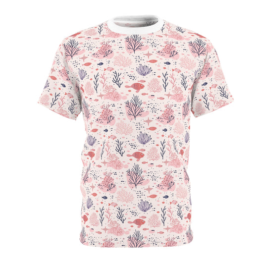 Coral Whimsy Unisex Cut & Sew Tee